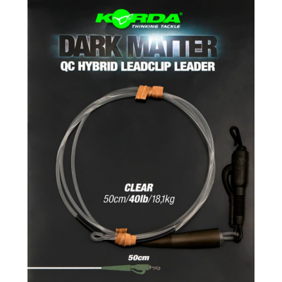 KORDA Монтаж готовый Dark Matter Leader QC Hybrid Clip 0.5м Clear 40lb