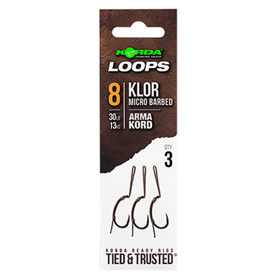 KORDA Поводок готовый Loop Rigs Kor №8 30lb безбородый с крючком и волосом