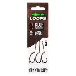 KORDA Поводок готовый Loop Rigs Kor №6 30lb безбородый с крючком и волосом