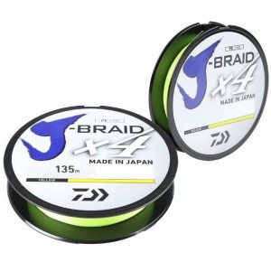 DAIWA Шнур J-Braid x4 135м Yellow 0,21мм 12,4кг