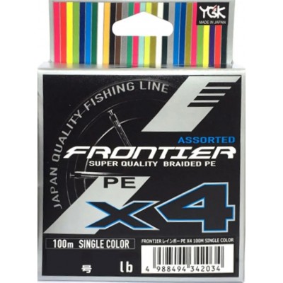 YGK Шнур плетеный Frontier X4 Assorted Single Color 100м #1,0 0,165мм brawn