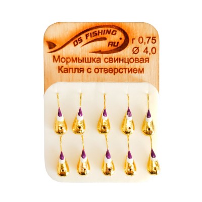 DS FISHING Мормышка свинцовая капля удлиненная 0,75г золото