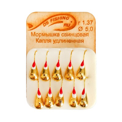 DS FISHING Мормышка свинцовая капля удлиненная 1.37г золото