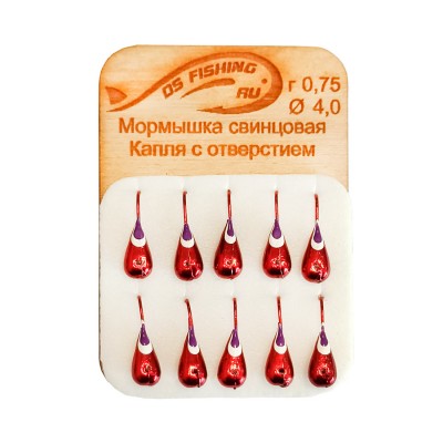 DS FISHING Мормышка свинцовая капля удлиненная 0.75г красный