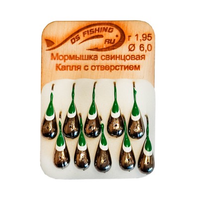 DS FISHING Мормышка свинцовая капля удлиненная 1,95г черный никель