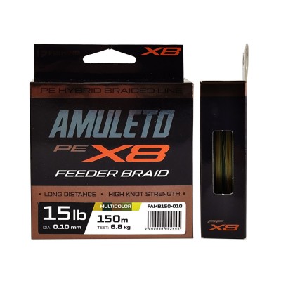 F-FISHING Шнур Amuleto Braid PE X8 Feeder 150м Multicolor 0,10мм 6,8кг/15lb F-FISHING Шнур Amuleto Braid PE X8 Feeder 150м Multicolor 0,10мм 6,8кг/15lb