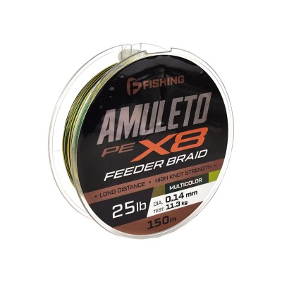 F-FISHING Шнур Amuleto Braid PE X8 Feeder 150м Multicolor 0,14мм 11,3кг/25lb