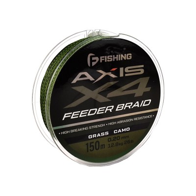 F-FISHING Шнур Axis Braid PE X4 Feeder 150м Grass Camo 0,20мм 12,8кг/26lb
