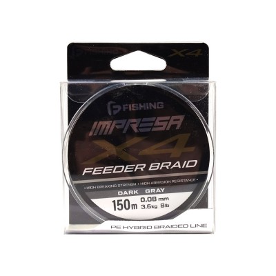 F-FISHING Шнур Impresa Braid PE X4 Feeder 150м Dark Grey 0,08мм 3,6кг/8lb