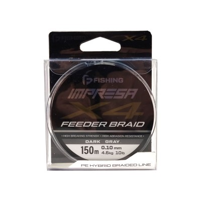 F-FISHING Шнур Impresa Braid PE X4 Feeder 150м Dark Grey 0,10мм 4,6кг/10lb