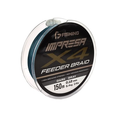 F-FISHING Шнур Impresa Braid PE X4 Feeder 150м Dark Grey 0,12мм 6,4кг/14lb
