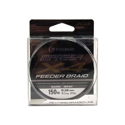 F-FISHING Шнур Impresa Braid PE X4 Feeder 150м Dark Grey 0,16мм 9,1кг/20lb