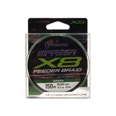 F-FISHING Шнур Impresa Braid PE X8 Feeder 150м Green 0,14мм 9,1кг/20lb