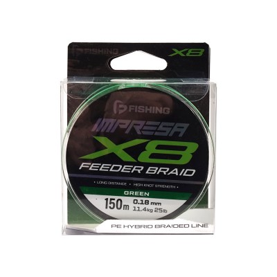 F-FISHING Шнур Impresa Braid PE X8 Feeder 150м Green 0,18мм 11,4кг/25lb