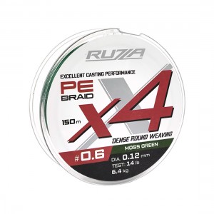 RUZZA Шнур X4 150м Moss Green 0,12мм 6,4кг/14lb
