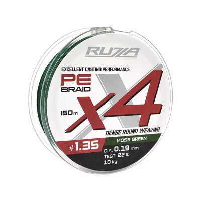 RUZZA Шнур X4 150м Moss Green  0,19мм 10кг/22lb