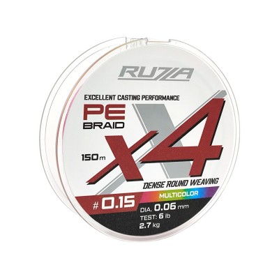 RUZZA Шнур X4 150м Multicolor 0,06мм 2,7кг/6lb