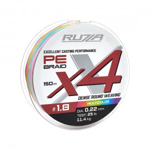 RUZZA Шнур X4 150м Multicolor 0,22мм 11,4кг/25lb