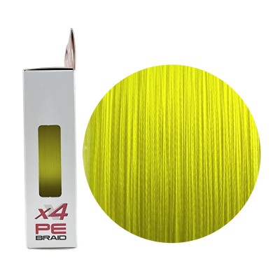 RUZZA Шнур X4 150м Fluo Yellow 0,08мм 3,6кг/8lb