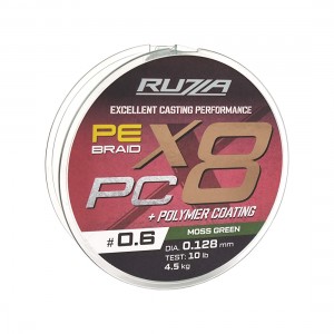 RUZZA Шнур X8 PC 150м Moss Green 0,128мм 4,5кг/10lb