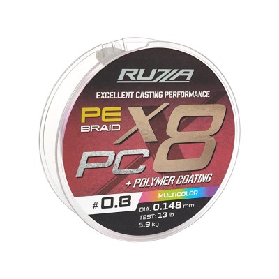 RUZZA Шнур X8 PC 150м Multicolor 0,148мм 5,9кг/13lb
