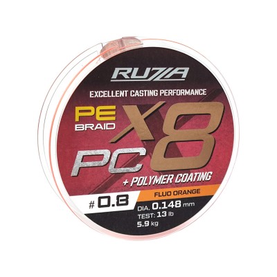 RUZZA Шнур X8 PC 150м Fluo Orange 0,148мм 5,9кг/13lb