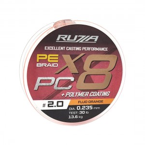 RUZZA Шнур X8 PC 150м Fluo Orange 0,235мм 13,6кг/30lb