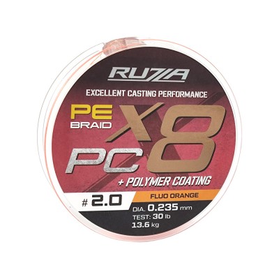 RUZZA Шнур X8 PC 150м Fluo Orange 0,235мм 13,6кг/30lb