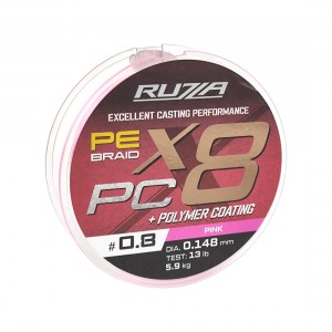 RUZZA Шнур X8 PC 150м Pink 0,148мм 5,9кг/13lb