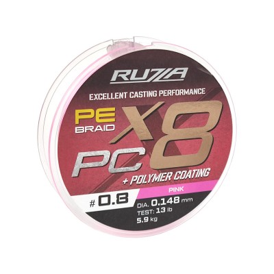 RUZZA Шнур X8 PC 150м Pink 0,148мм 5,9кг/13lb