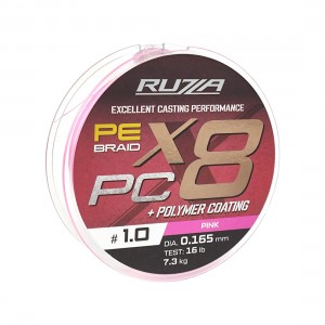 RUZZA Шнур X8 PC 150м Pink 0,165мм 7,3кг/16lb
