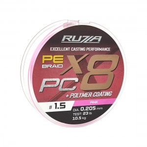 RUZZA Шнур X8 PC 150м Pink 0,205мм 10,5кг/23lb
