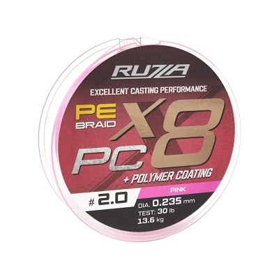 RUZZA Шнур X8 PC 150м Pink 0,235мм 13,6кг/30lb