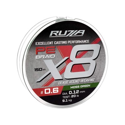 RUZZA Шнур X8 150м Moss Green 0,12мм 9,1кг/20lb