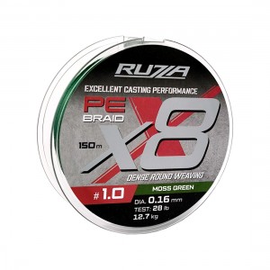 RUZZA Шнур X8 150м Moss Green 0,16мм 12,7кг/28lb