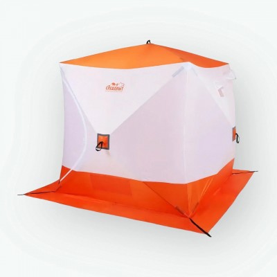СЛЕДОПЫТ Палатка зимняя куб 2.1х2.1м Oxford 210D PU 1000 S по полу 4.4кв.м цв. оранжевый/белый
