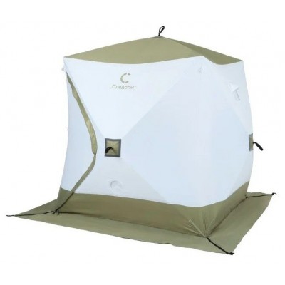 СЛЕДОПЫТ Палатка зимняя куб 2.1х2.1м Oxford 210D PU 1000 S по полу 4.4кв.м цв. оливковый/белый