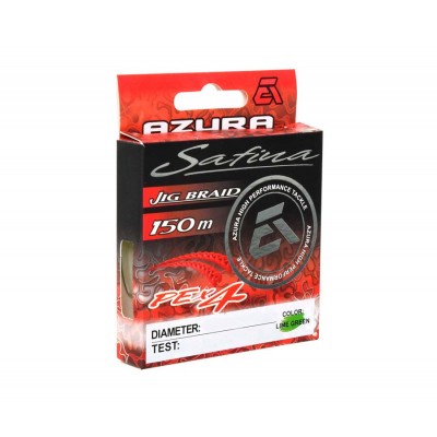 AZURA Шнур плетеный Safina PE Х4 II 150м Lime Green 0.104мм 3.2кг 7lb