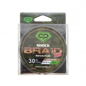 CARP PRO Шок-лидер Diamond Shock Braid PE X8 коричневый 30lb 50м 0,20мм