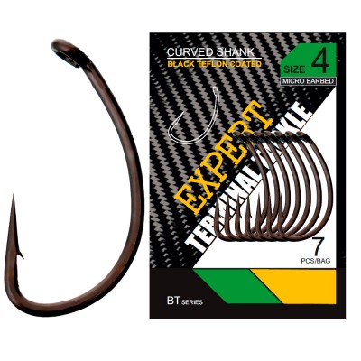 CARP PRO Крючок Black Teflon Curved Shank №4 7шт CARP PRO Крючок Black Teflon Curved Shank №4 7шт
