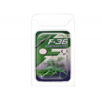 FLAGMAN Крючок тройной Treble hook F36 Luminous Green №4 5шт