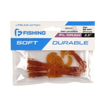 F-FISHING Рак FL Craw 2.5" #119 Caramel 12см 6шт