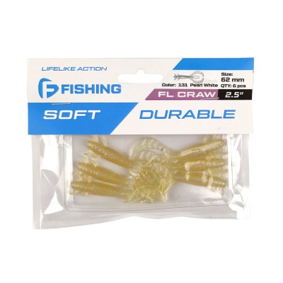 F-FISHING Рак FL Craw 2.5" #131 Pearl White 12см 6шт