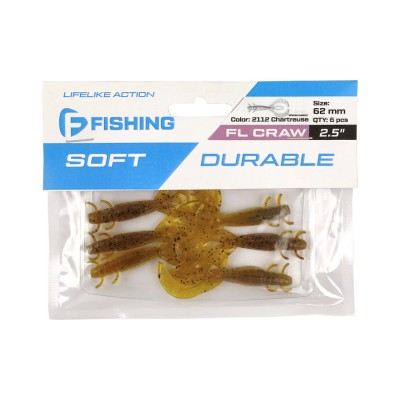 F-FISHING Рак FL Craw 2.5" #2112 Watermelon/Chartreuse 12см 6шт