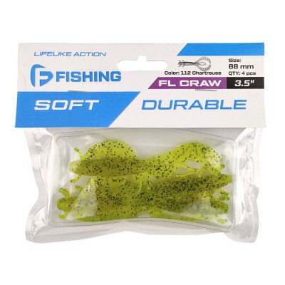 F-FISHING Рак FL Craw 3.5" #112 Chartreuse 8.8см 4шт