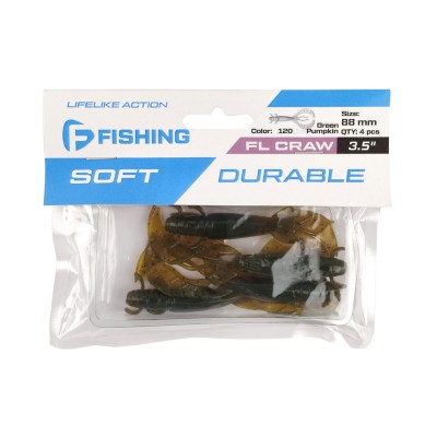 F-FISHING Рак FL Craw 3.5" #120 Green Pumpkin 8.8см 4шт
