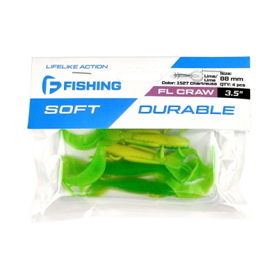 F-FISHING Рак Craw 3.5" #1527 Lime/Lime Chartreuse 8.8см 4шт