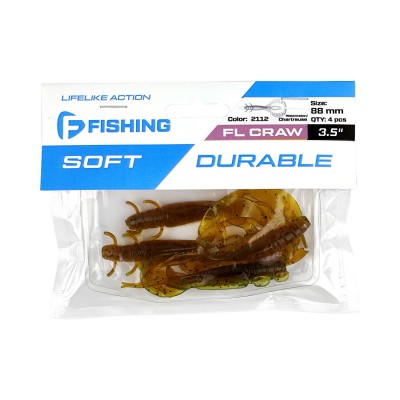 F-FISHING Рак Craw 3.5" #2112 Watermelon/Chartreuse 8.8см 4шт