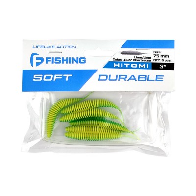 F-FISHING Слаг Hitomi 3" #1527 Lime/Lime Chartreuse 10см 4шт F-FISHING Слаг Hitomi 3" #1527 Lime/Lime Chartreuse 10см 4шт