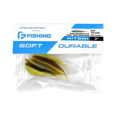 F-FISHING Слаг Hitomi 3" #2027 Green Pumpkin/Lime Chartreuse 10см 4шт F-FISHING Слаг Hitomi 3" #2027 Green Pumpkin/Lime Chartreuse 10см 4шт